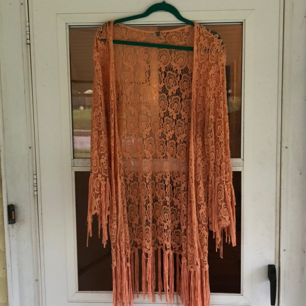 Gimmicks crochet fringe cardigan